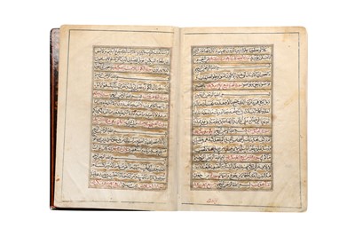 Lot 431 - A LARGE QAJAR QUR’AN PRODUCED IN THE MOURNING PERIOD OF FATH ALI SHAH QAJAR
