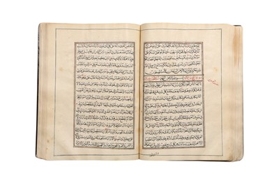 Lot 431 - A LARGE QAJAR QUR’AN PRODUCED IN THE MOURNING PERIOD OF FATH ALI SHAH QAJAR