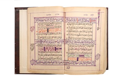 Lot 465 - AN UNUSUAL LARGE MOROCCAN QUR'AN