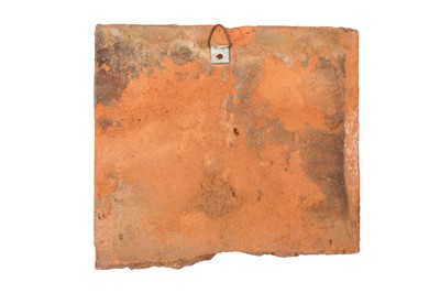 Lot 451 - A MULTAN POTTERY TILE WITH A DENSELY INSCRIBED MIHRAB