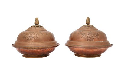Lot 561 - A PAIR OF GILT-COPPER (TOMBAC) COVERED BOWLS (SAHAN)