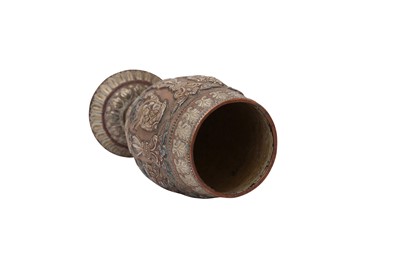 Lot 571 - A TANJORE SILVER-OVERLAID COPPER VASE