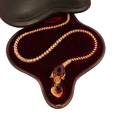 Lot 23 - A Victorian garnet snake necklace