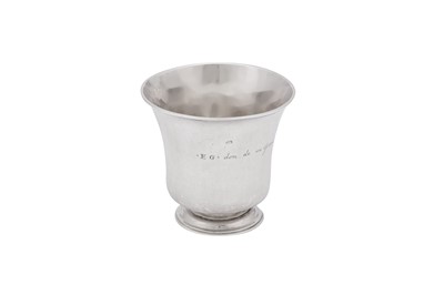 Lot 485 - A mid-18th century George III silver Channel Islands beaker, Guernsey dated 1771 by Pierre Maingy (born c. 1718, active c.1755/1775)