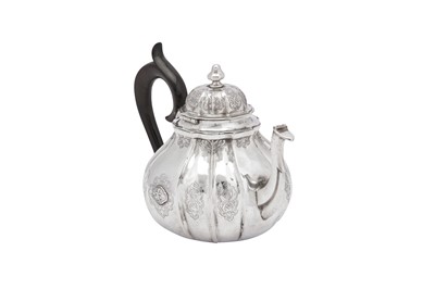 Lot 243 - An early 18th century German silver teapot, Augsburg 1734 by Esaias Busch III (master 1704, d. 1759)