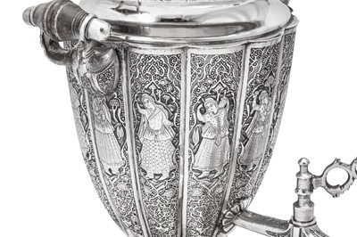 Lot 171 - A large mid-20th century Iranian (Persian) 840 standard silver samovar set, Isfahan circa 1960 mark of Bagher Parvaresh (c.1910-1978, master 1928)
