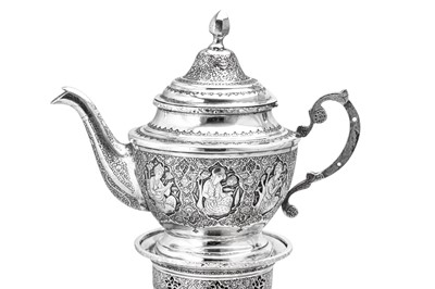 Lot 171 - A large mid-20th century Iranian (Persian) 840 standard silver samovar set, Isfahan circa 1960 mark of Bagher Parvaresh (c.1910-1978, master 1928)