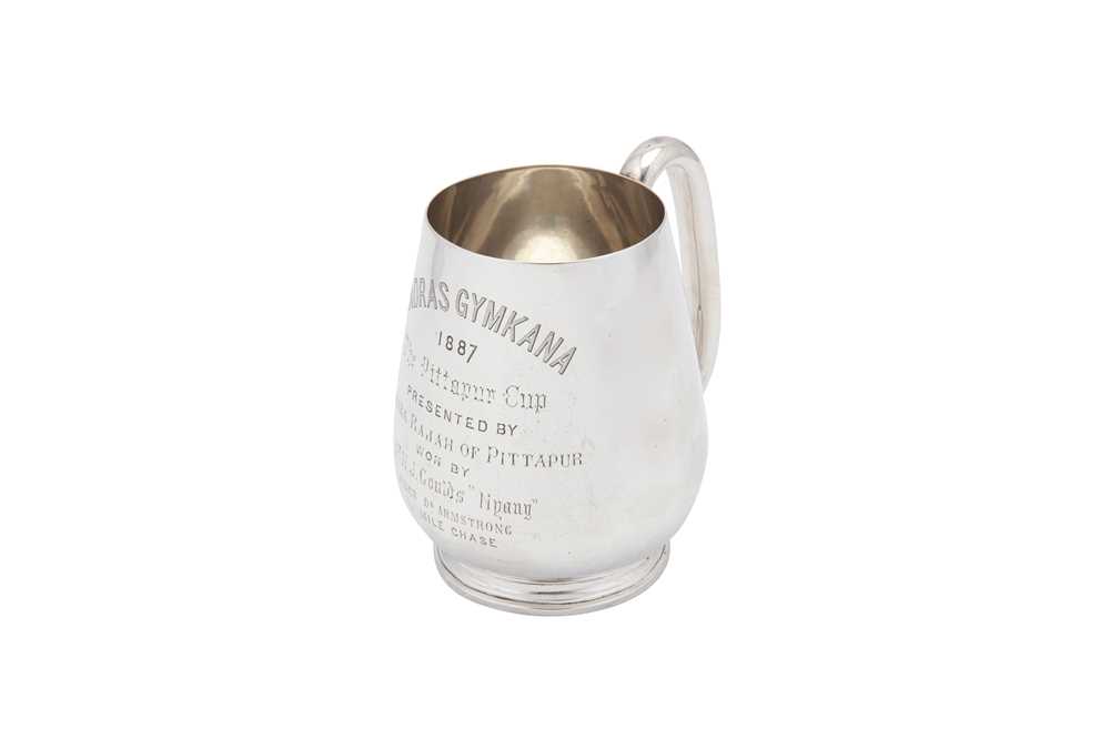 Lot 93 - A late 19th century Indian Colonial silver pint mug, Madras dated 1887 by Peter Orr and Sons