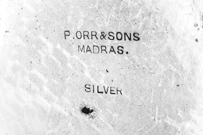 Lot 50 - A late 19th century Indian colonial silver sugar bowl and pair of sugar tongs, Madras circa 1880 by Peter Orr and Sons
