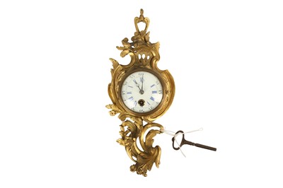 Lot 180 - A FRENCH MINIATURE GILT BRONZE CARTEL CLOCK, LATE 19TH/ 20TH CENTURY