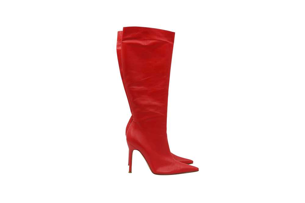 Lot 32 - Dolce & Gabbana Red Heeled Long Boot - Size 40.5