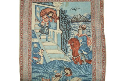 Lot 400 - A KALAMKARI COTTON HANGING OF BAHRAM AND GOLANDAM