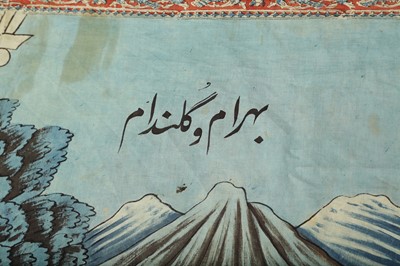 Lot 400 - A KALAMKARI COTTON HANGING OF BAHRAM AND GOLANDAM