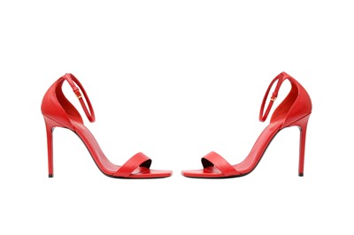 Lot 25 - Saint Laurent Red Amber 120 Heeled Sandal - Size 41