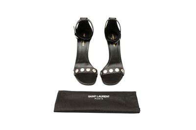Lot 620 - Saint Laurent Black Minimalist Circle Heeled Sandal - Size 41