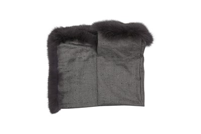 Lot 122 - Valentino Grey Cashmere Fur Trim Scarf