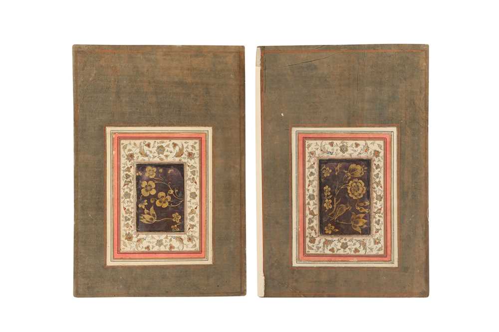Lot 60 - TWO ALBUM (MURAQQA') PAGES WITH GILT FLORAL MOTIFS