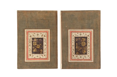 Lot 60 - TWO ALBUM (MURAQQA') PAGES WITH GILT FLORAL MOTIFS