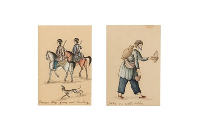 Lot 82 - TWO HUNTERS AND AN ITINERANT WATER SELLER