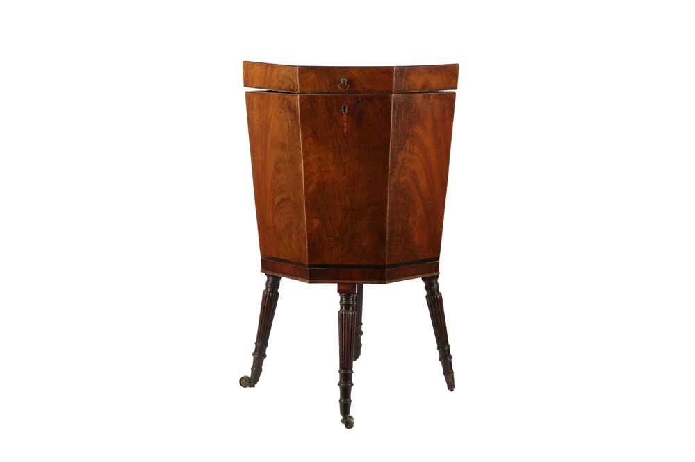Lot 172 - A GEORGE III MAHOGANY AND BANDED WINE COOLER