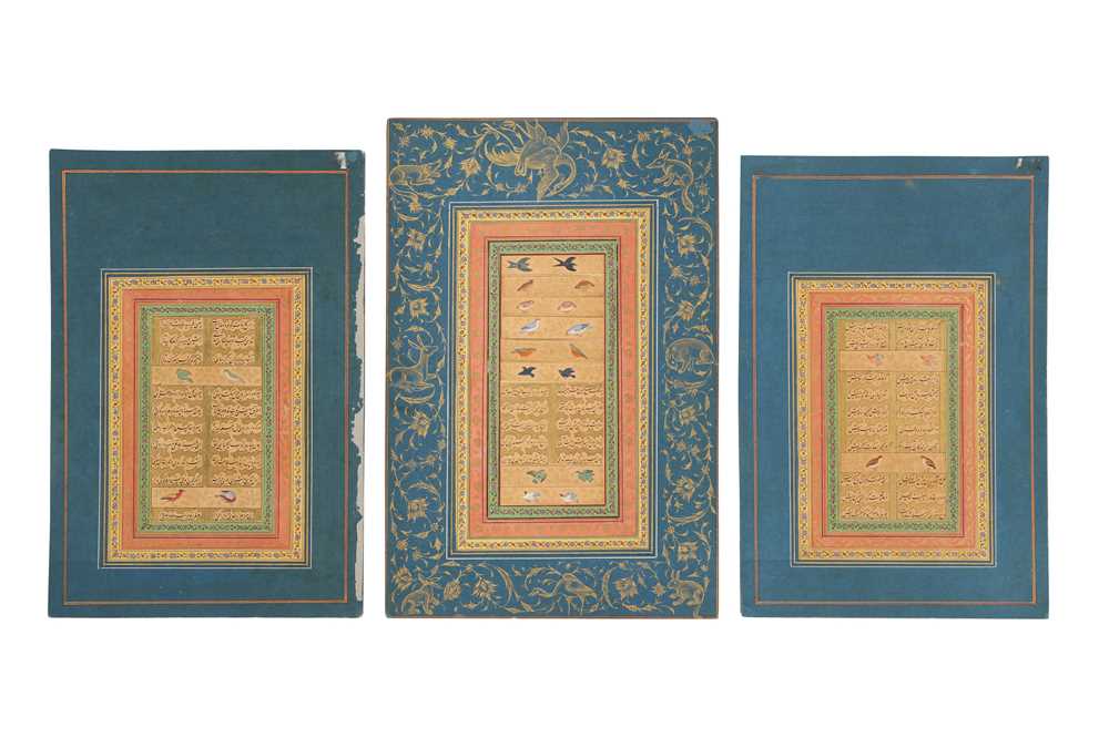 Lot 99 - THREE INDIAN ALBUM PAGES WITH NASTA'LIQ CALLIGRAPHY