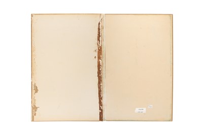 Lot 105 - THREE LARGE MURAQQA' ALBUM PAGES WITH SHIKASTEH NASTA’LIQ CALLIGRAPHY