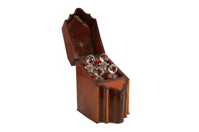 Lot 81 - A GEORGE III MAHOGANY AND YEW WOOD BANDED KNIFE BOX