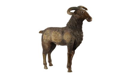 Lot 547 - AN INDIAN CARVED WOOD OF A RAM, 19TH CENTURY