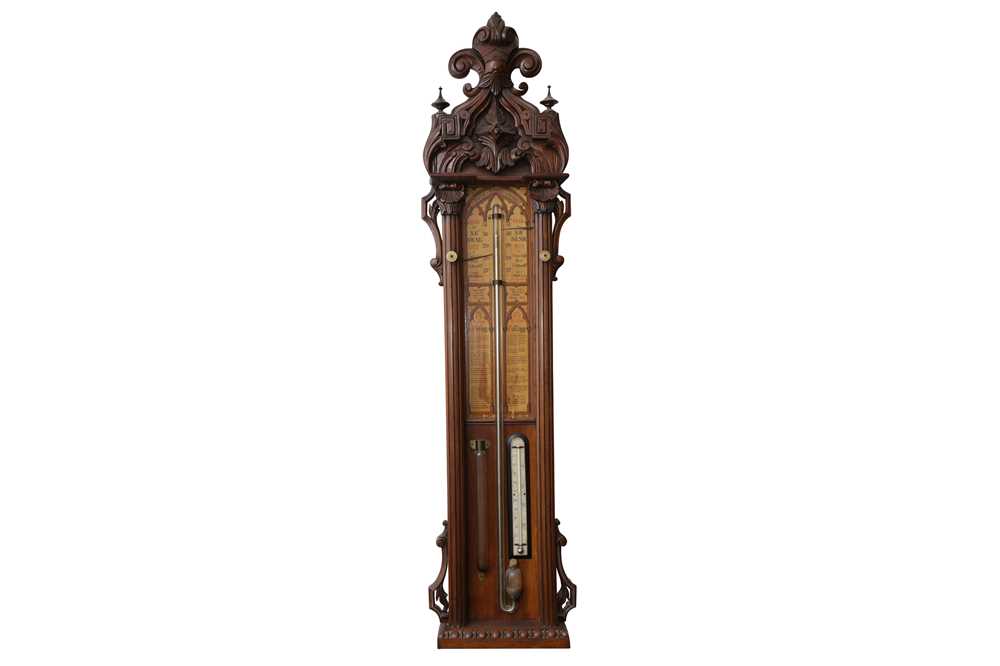 Lot 188 - A MAHOGANY ADMIRAL FITZROY BAROMETER, 19TH CENTURY