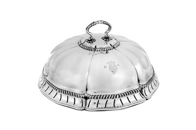 Lot 491 - Royal Ambassadorial – A pair of George III sterling silver second course dish covers, London 1771 by Thomas Heming overstriking James and Sebastian Crespell