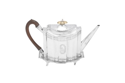 Lot 473 - A George III sterling silver teapot on stand, London 1790 by Charles Hougham