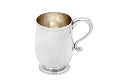 Lot 505 - A rare George II Irish sterling silver pint mug, Dublin 1736 by Alexander Brown (active 1726-40)