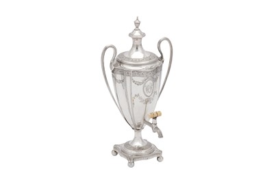 Lot 477 - A George III sterling silver coffee urn, London 1785 by Thomas Chawner