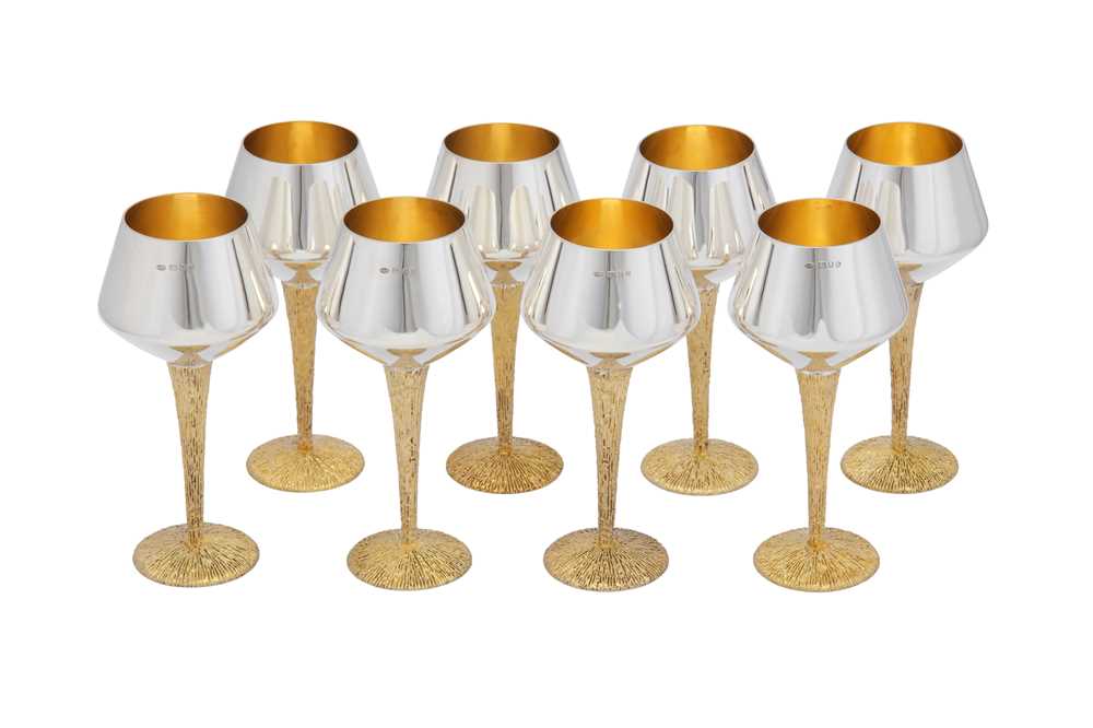 Lot 348 - A set of eight Elizabeth II modernist parcel gilt sterling silver goblets, London 1969 by Stuart Devlin (1931-2018)