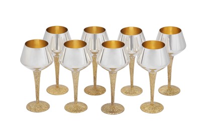 Lot 348 - A set of eight Elizabeth II modernist parcel gilt sterling silver goblets, London 1969 by Stuart Devlin (1931-2018)