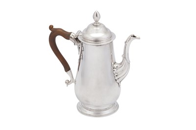 Lot 500 - A George II provincial sterling silver coffee pot, Newcastle 1750 by James Kirkup (active c.1713 to 1753, d.1753)