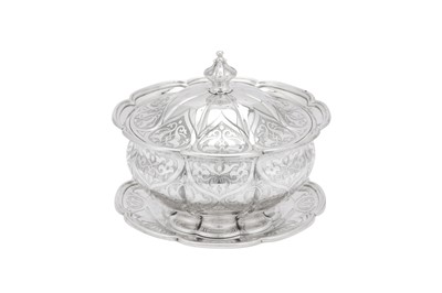 Lot 418 - A Victorian sterling silver butter tub on stand, London 1855 by messrs Barnard