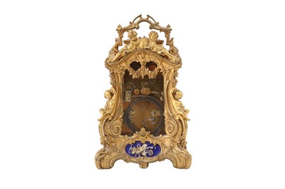 Lot 82 - A FRENCH AIGULLES ROCOCO REVIVAL ORMOLU MOUNTED MANTEL CLOCK, CIRCA 1860S