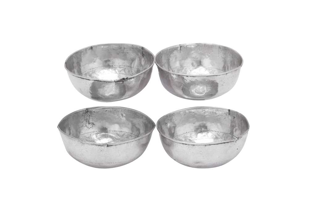 Lot 145 - A set of four mid-20th century Sudanese silver bowls, Omdurman dated 1945