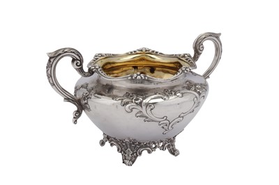 Lot 423 - An early Victorian Scottish sterling silver twin handled sugar bowl, Edinburgh 1837 by James Howden & Co