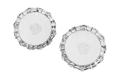 Lot 503 - A pair of George II sterling silver waiters, London 1742 by John Tuite