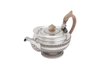Lot 456 - A good George IV sterling silver teapot, London 1821 by Phillip Rundell (reg. 4th March 1819)