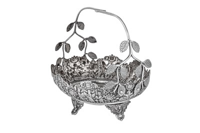 Lot 156 - A mid-20th century Iranian (Persian) unmarked silver fruit basket, Shiraz circa 1940