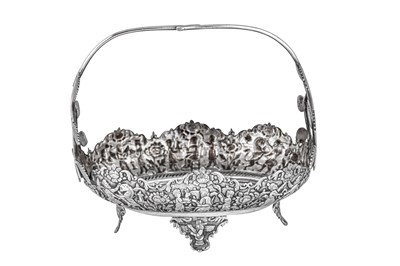 Lot 156 - A mid-20th century Iranian (Persian) unmarked silver fruit basket, Shiraz circa 1940