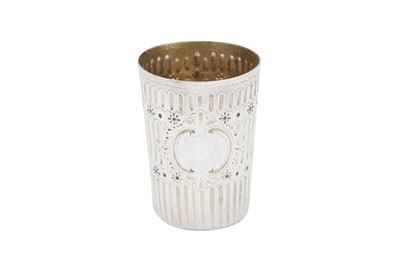 Lot 397 - A cased Victorian parcel-gilt sterling silver beaker, London 1866 by Andrew Crespel & Thomas Parker