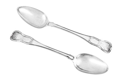 Lot 312 - A pair of George III sterling silver basting spoons, London 1812 by William Eley, William Fearn and William Chawner