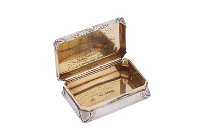 Lot 1 - Maritime interest – A large William IV sterling silver snuff box, London 1836 by Edward Edwards II