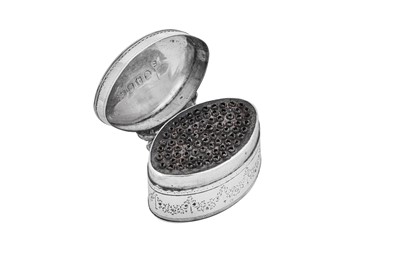 Lot 8 - A George III sterling silver nutmeg grater, London 1794 possibly by Susanna Barker