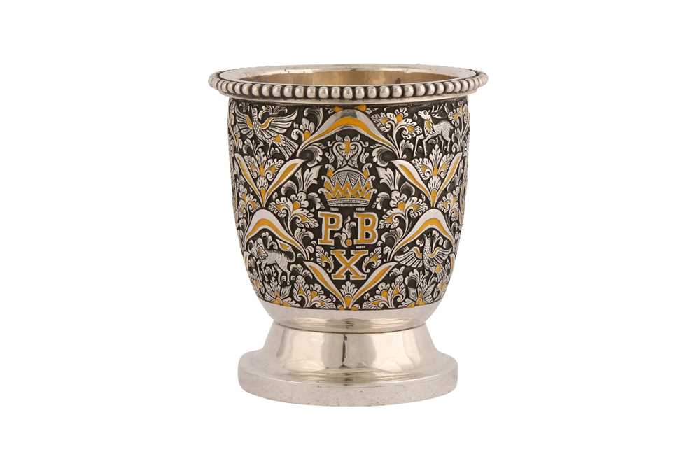 Lot 190 - An early 20th century Indonesian silver and enamel Royal beaker, probably Java circa 1920