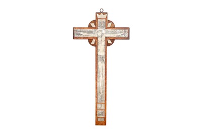 Lot 305 - λ A LARGE MOTHER-OF-PEARL-INLAID WOODEN CRUCIFIX